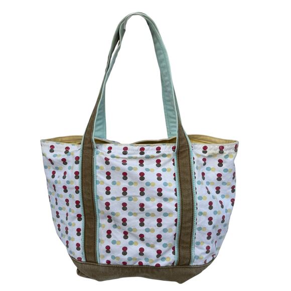 American Eagle Outfitters Polka Dot Canvas Tote Bag, Double Handle Shoulder Bag - Picture 4 of 8